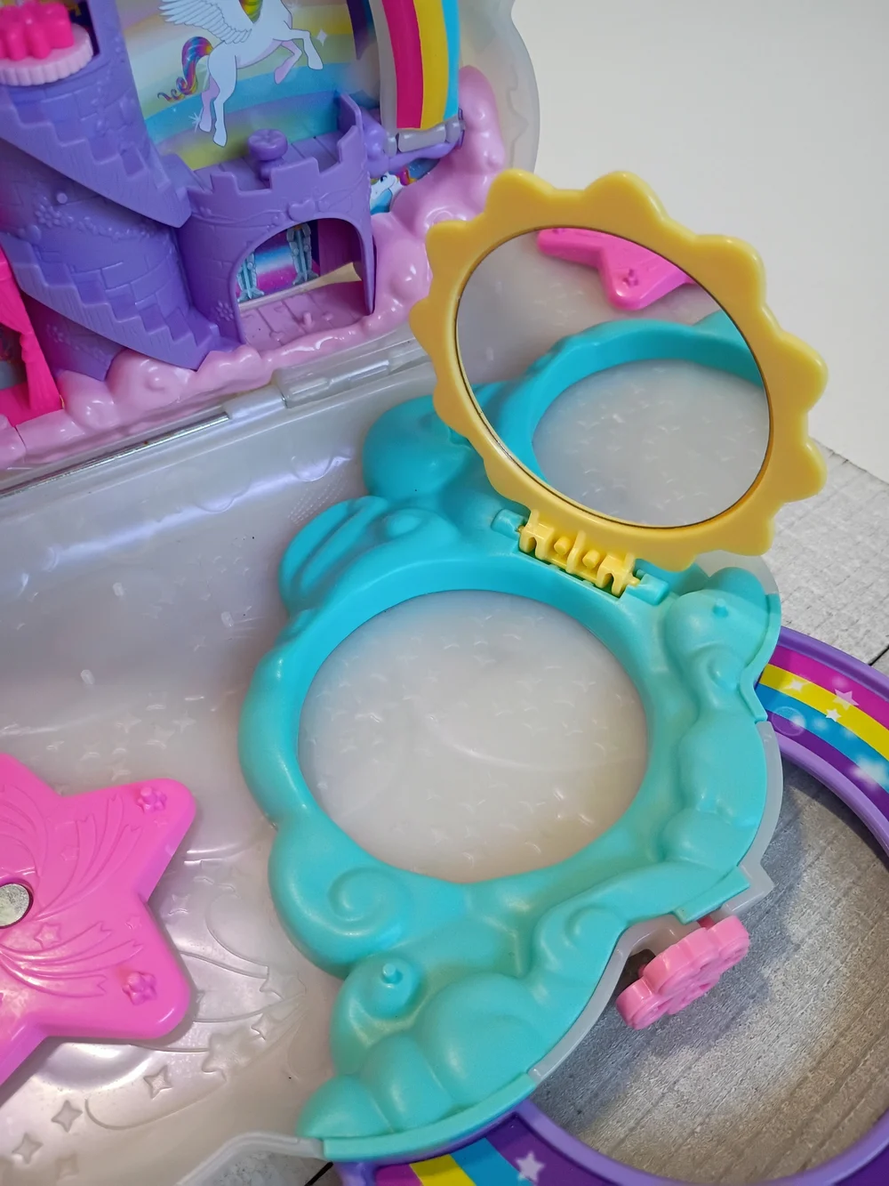 2022 Mattel Polly Pocket Rainbow Unicorn Salon Compact Case ONLY - No Figures